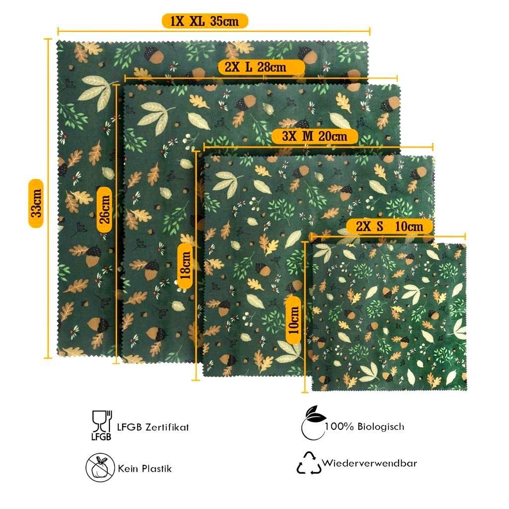 Set of 8 Beeswax Cloths for Food I Beeswax Wrap I Beeswax Cloth I Oilcloth I Reusable Oilcloths I Wax Paper Zero Waste I Cling Film Reusable