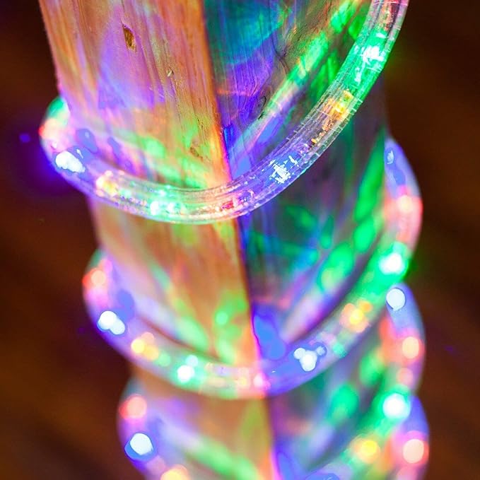 WYZworks 1116LEDs 100ft LED Outside Rope Lights, Outdoor ETL Certified Waterproof Permanent 360 Degree Light Emitting, Flexible Tube, Connectable, Christmas Palm Tree Exterior Landscape, Colorful