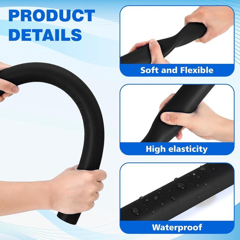 Trampoline Pole Covers - 35.4 Inch Foam Sleeves for Safety | Black, 1.26 Inch Diameter