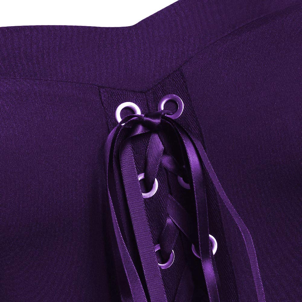 Rose GAL Women's Plus Size Cold Shoulder Butterfly Sleeve Gothic Halloween Dress (Purple, 2XL)