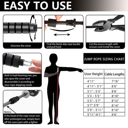Adjustable Weighted Jump Rope, 9ft Long Tangle-Free Rapid Speed Jumprope for Exercise Calisthenics Fitness Jumping Skipping Double Dutch Boxing Crossfit, Workout Stuff for Women Men Kids Adult