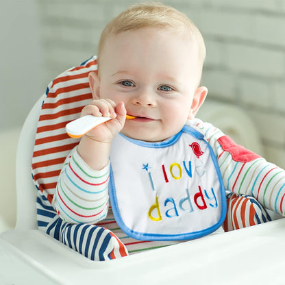 2ooya 7Pcs Cotton Waterproof Baby Bibs Adjustable Hook Loop Closure Infant Bib Unisex Blue Newborn Infant Food Bibs Keepsake Baby Gift for Drooling Feeding Eating Teething, 6-12 Months