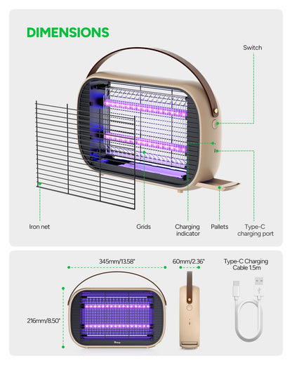 Buzbug LED Bug Zapper Outdoor Indoor, Durable 10 Years Lifespan Lamp,Portable Camping Mosquito Zapper, Fly Trap Mosquito Trap-MA015C