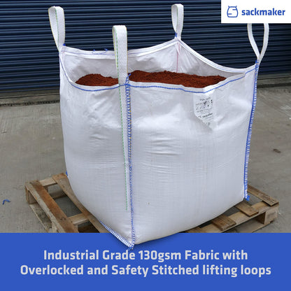 sackmaker FIBC Bulk Bag - One Tonne Builders Bag - Heavy Duty Garden Waste Bag Extra Large - Premium Grade Dumpy Bag with 4 Lifting Handles and Safety Certificate
