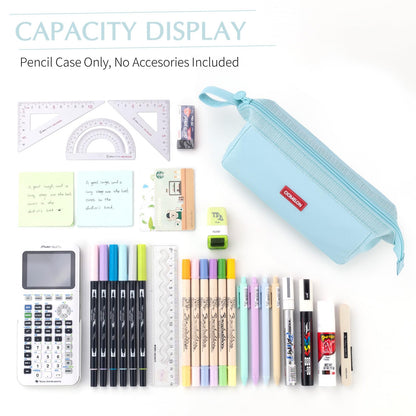CICIMELON Pencil Case Large Capacity Pencil Pouch Pen Bag for School Teen Girl Boy Men Women (Blue)