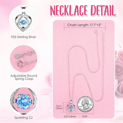 ADDWel Preserved Real Rainbow Rose with Sterling Silver Necklace Gift Set - Romantic Valentines Day Gifts for Wife, Girlfriend - Eternal Flowers Gifts for Anniversary, Birthday