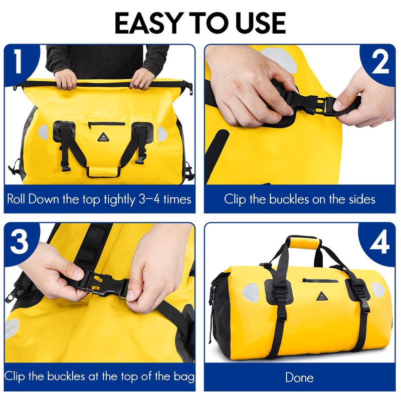 Haimont Waterproof Duffel Bag Roll-top Dry Duffel Bag with Quick-fixed Straps for Motorcycling, Rafting, Boating, SUP, Kayaking, Travel,70L