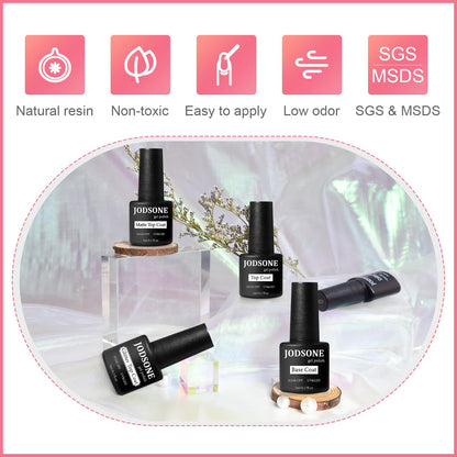 JODSONE Gel Nail Polish Kit with U V Light 32 Colors Gel Polish Nail + 4 Functional Adhesive Bottles Kit Soak Off Manicure Tools Gifts for Women