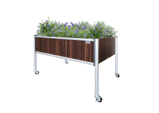 Foreman Raised Garden Bed on Wheels – Weather-Resistant Raised Garden Bed (48" x 24" x 32") with Drainage, Ideal Raised Garden Bed for Vegetables & Flowers – 300 lb Capacity, Tosca Wood Grain