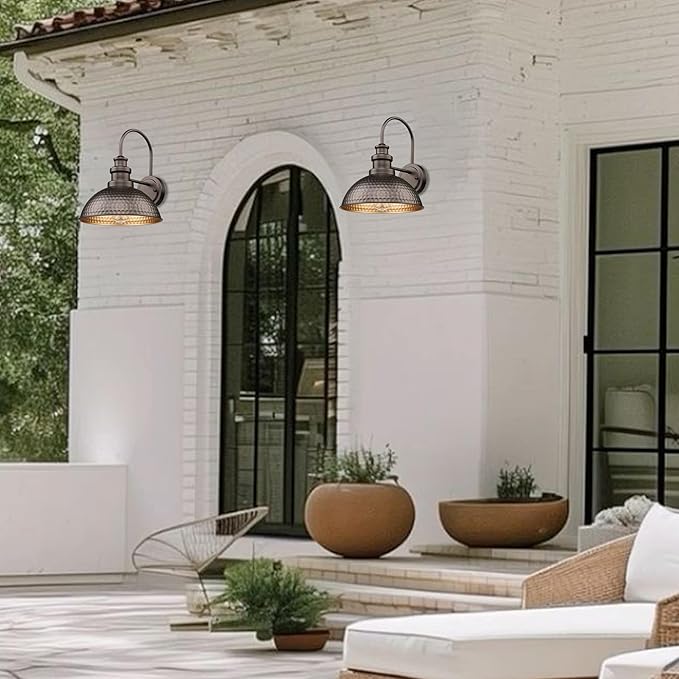 Casia Farmhouse Barn Lights - Rustic Wall Sconce, Exterior & Outdoor Mounted Lighting Fixture, Vintage Gooseneck Wall Lighting，Outdoor Wall Light (Oil Rubbed Bronze, 2 Pack)