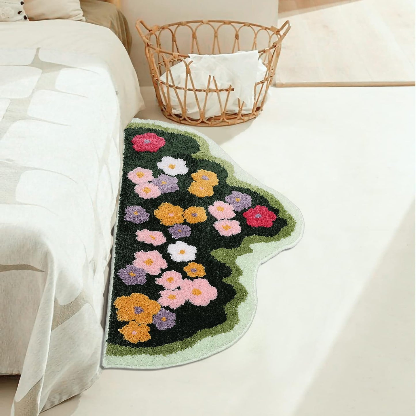 Lovely Green Moss Leaf Bathroom Rug - Non-Slip 3D Moss Carpet, Washable, Water Absorbent, Soft, Bed for Bathroom, Bedroom, Kitchen, Living (A, 1.6x2.6ft)