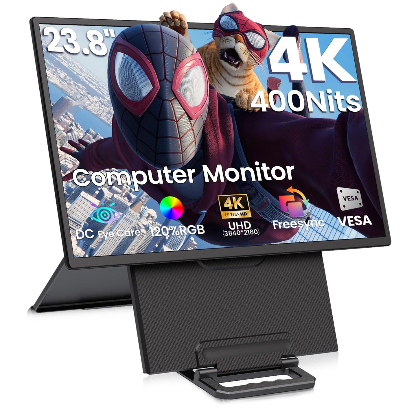 23.8'' Portable Monitor,FHD 1080P 100Hz IPS Laptop Screen Extender,USB-C HDMI Large Office Gaming Second Monitor Extender with Detachable Stand for Mac Windows PS5 Xbox Switch(Built-in Speakers)