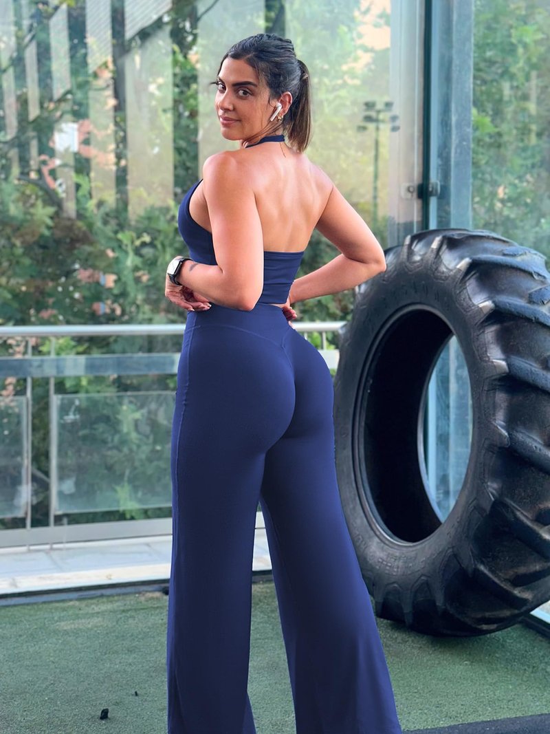YEOREO Workout Leggings Womens No Front Seam Straight Leggings 33" Thin Fleece High Waist Buttery Eddiy Gym Yoga Pants Navy Blue L