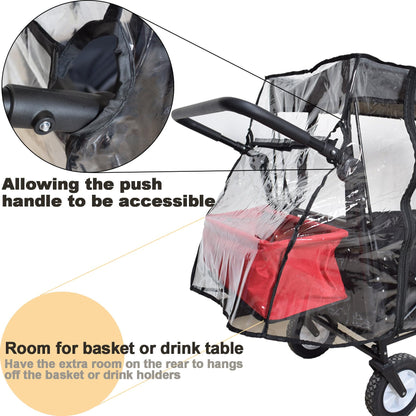 Rain Cover for Wagon Clear Plastic Awning for Collapsible Beach Folding Utility Grocery Push Wagon Cart Garden Accessories Foldable