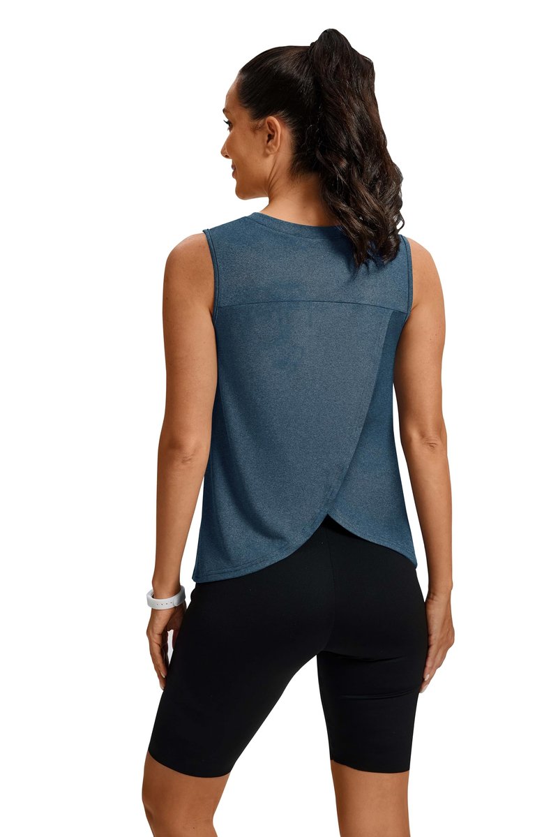 Alaroo Workout Tops for Women Sleeveless Yoga Athletic Tank Tops Fitness Clothing Running Gym Shirts Exercise Crew Neck Navy Blue L