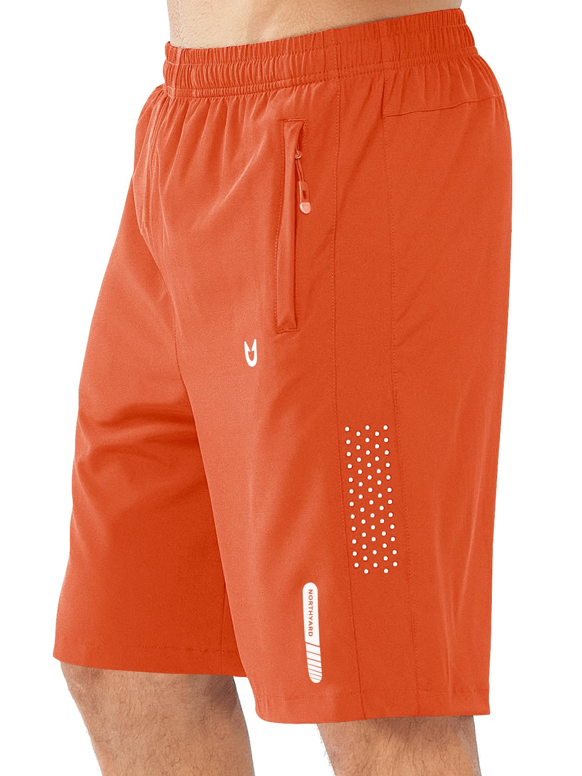 NORTHYARD Men's Athletic Running Shorts Gym Workout 7"/9"/5" Quick Dry Lightweight Sports Basketball Tennis 3 Zipper Pockets ORANGE-9inch 4XL