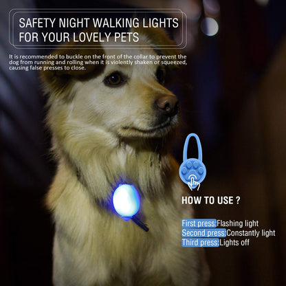 iPobie 5 Pieces Dog Safety Collar Silicone LED Flashing Light Pendant for Runners, Night Walks