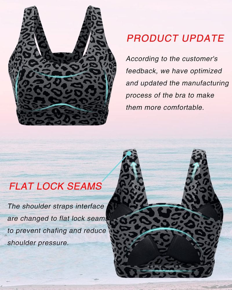 RUNNING GIRL High Impact Sports Bras for Women,Racerback Bra Workout Crop Tops for Women(WX2667 Leopard Print,XL)