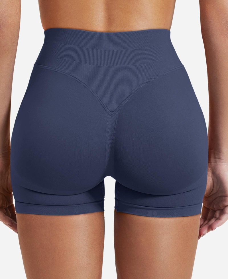 VOYJOY Women Workout Impact Shorts 2.5"/ 3.6"/ 4.5"/ 6" Scrunch Butt Lifting Gym Seamless Booty Biker Shorts Blue Grey