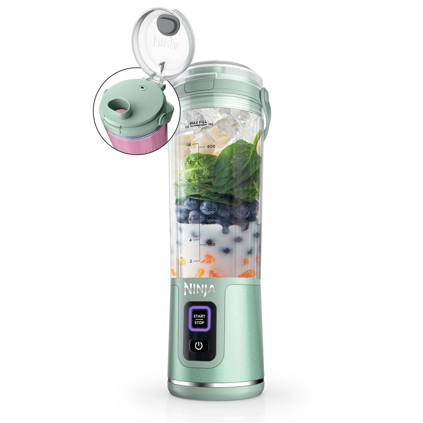 Ninja BC151BK Blast Portable Blender, Cordless, 18oz. Vessel, Personal Blender-for Shakes & Smoothies, BPA Free, Leakproof-Lid & Sip Spout, USB-C Rechargeable, Dishwasher Safe Parts, Black