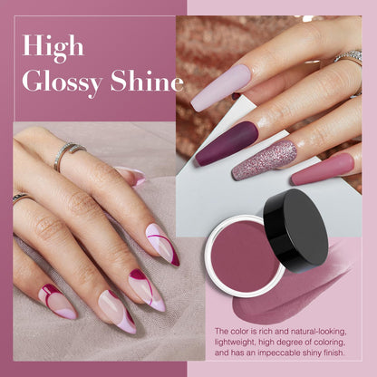 AZUREBEAUTY Dip Powder Nail Kit Starter, All Season Skin Tone Nude Brown 4 Colors Acrylic Dip Powder Liquid Set with Base/Top Coat Activator for French Nail Art Manicure DIY Salon Gifts