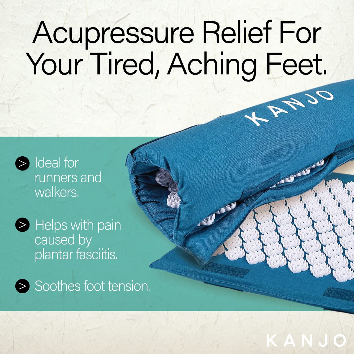 Kanjo FSA HSA Eligible Memory Foam Acupressure Foot Mat | Pressure Point & Acupressure Mat for Feet | Helps Relieve Plantar Fasciitis, Heel Pain & Arch Pain | for Use at Standing Desk
