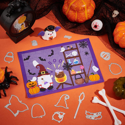 INFUNLY 34pcs Halloween Gnome Metal Die Cuts - Pumpkin Spider Ghost Cutting Dies for Card Making, Scrapbooking, Festival Decor