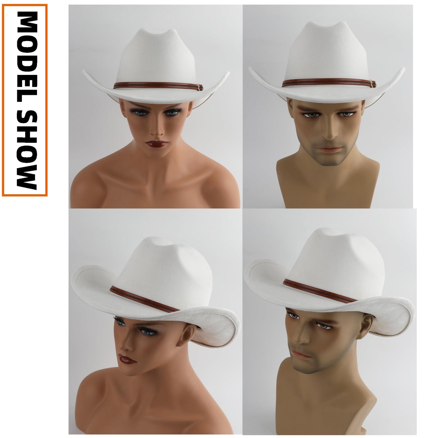 Pro Celia Cowboy Hat for Women and Men Wide Brim Western Cowgirl Hat (US, Alpha, One Size, Ivory)