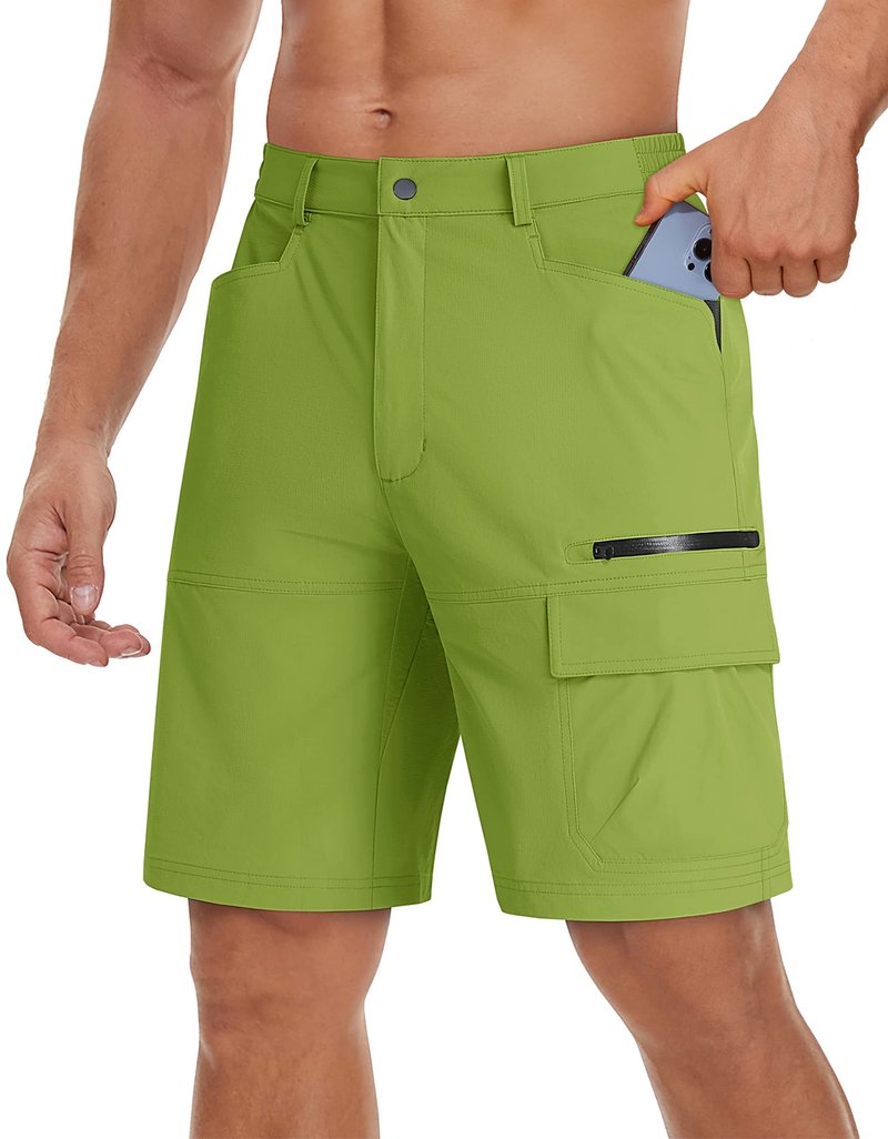 TACVASEN Mens Cargo Shorts Outdoor Lightweight Quick Dry Casual Summer Hiking Golf Dress Shorts 10" Elastic Waist Work Fruit Green 38