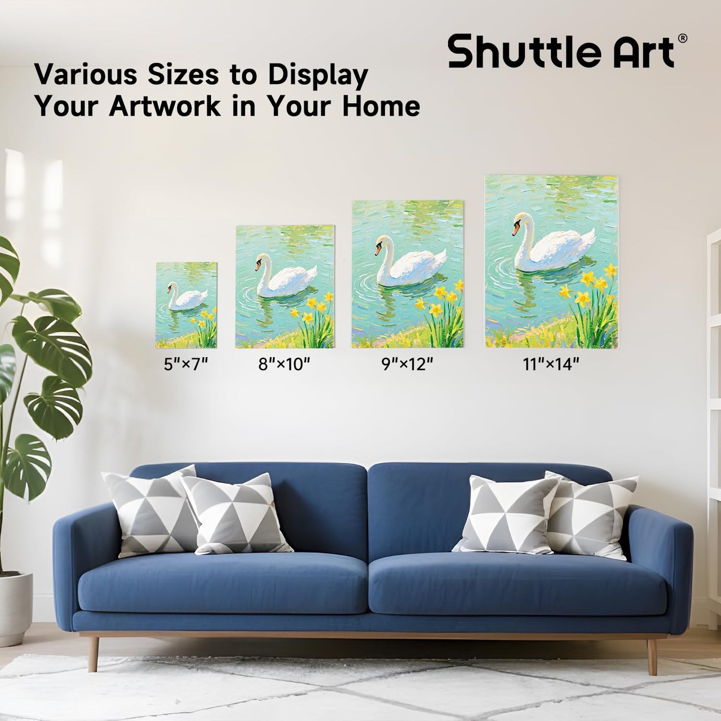 Shuttle Art 36 Pack Canvas for Painting, Blank Canvas Multipack, 5x7, 8x10, 9x12, 11x14 inch (9 PCS of Each), 100% Cotton Primed White Painting Canvas Board for Kids Adults Acrylic Oil Painting
