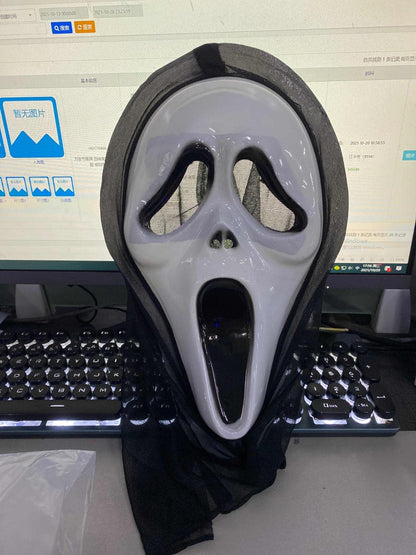 Scream 4 Ghost Face Mask With Shroud - Adult Accessory, Black Halloween Halloween