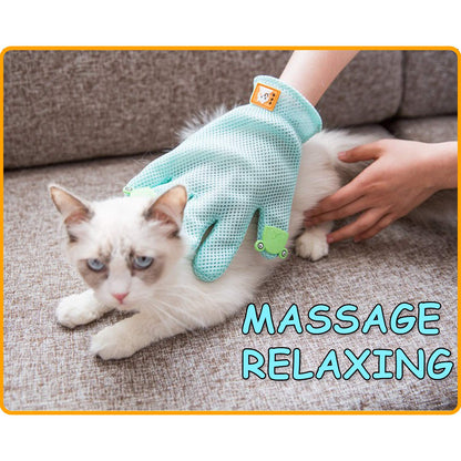 FURBB Pet Grooming Glove - Cat Dog Gentle Deshedding Brush Glove - Efficient Pet Hair Remover Massage Mitt - Enhanced Five Finger Design Perfect for Long Short Fur, Right Hand Pet Bathing (Green)