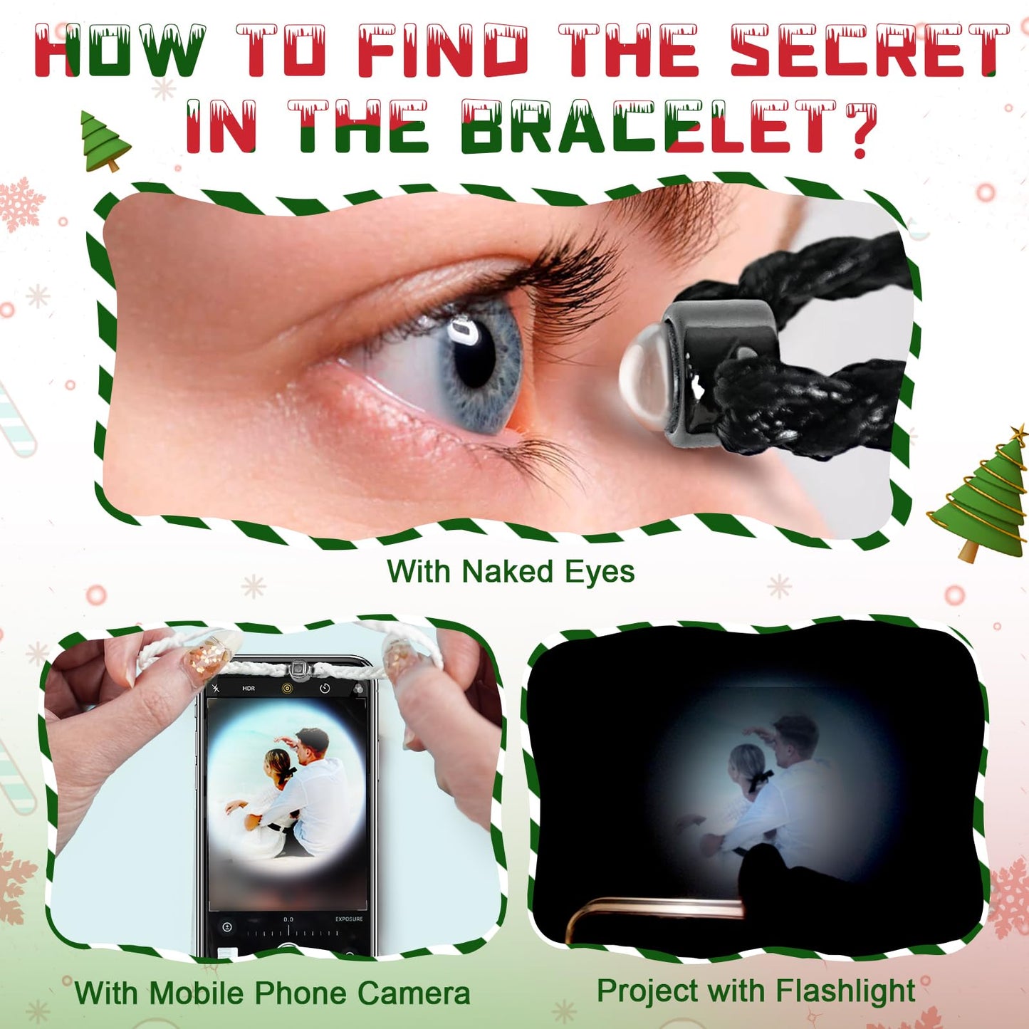 SUPHELPU Custom Bracelets with Picture inside, Personalized Circle Photo Bracelet Projection, Personalized Photo Gifts for Memorial Boyfriend Couples Christmas, Women's Identification Bracelets