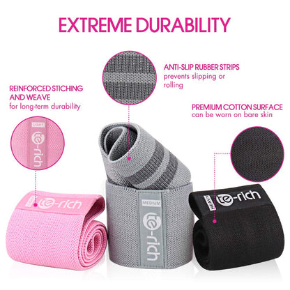 Resistance Bands, Fabric Workout Bands for Women & Men, Cloth Booty Resistance Loop Bands, Thick Squat Bands for Butt/Legs/Thigh/Hip/Glute Excersing