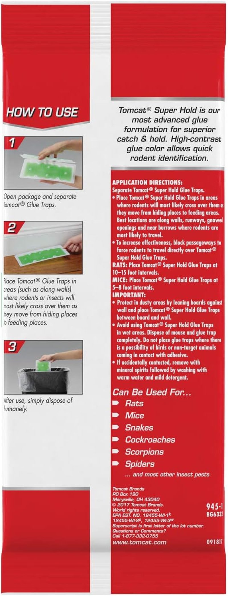 Tomcat Super Hold Glue Traps - Effective Rat & Mouse Control | Ready-to-Use, 2 Traps
