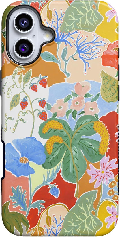Casely iPhone 16 Case | Nantucket Cottage | Blue Hydrangea | Compatible with MagSafe | Bold Protective Design