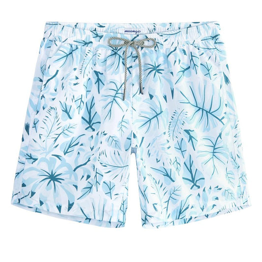 maamgic Mens Swim Trunks Quick Dry Swim Shorts with Mesh Lining Funny Swimwear Bathing Suits 7inch Veined Leaves Blue Small