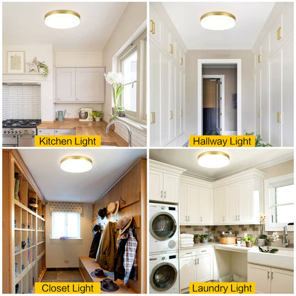 ASHUAQI Gold LED Ceiling Light, 36W 4000K Natural White Bathroom Lights, 3240LM Round Bright Ceiling Lights for Kitchen, Bedroom, Hallway, Utility Room, Laundry, Toilet, Porch, Ø23 CM