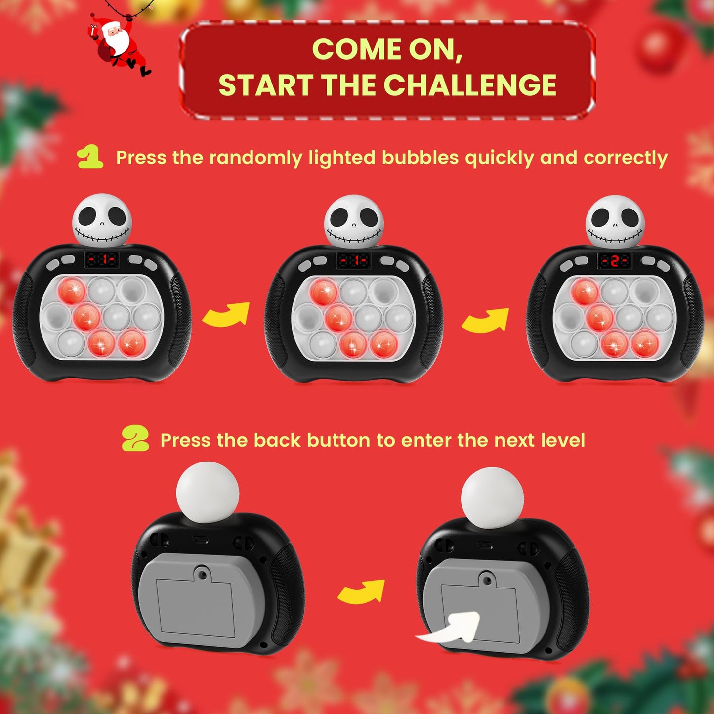 Halloween Pop Game Light Up Fidget Toy,Nightmare Be Christmas Toys for Kids Girls Boys Toddler Adult,Halloween Game Toy,Halloween Party Favors Trick or Treat Gifts