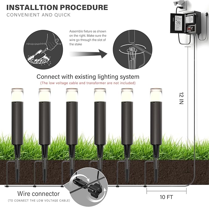 GOODSMANN Low Voltage Bollard Light 2 Watt LED Landscape Lighting 2700K Warm White Weatherproof Pathway Lights Bronze Outdoor Walkway & Sideway & Driveway Round Path Light with Cable Connector