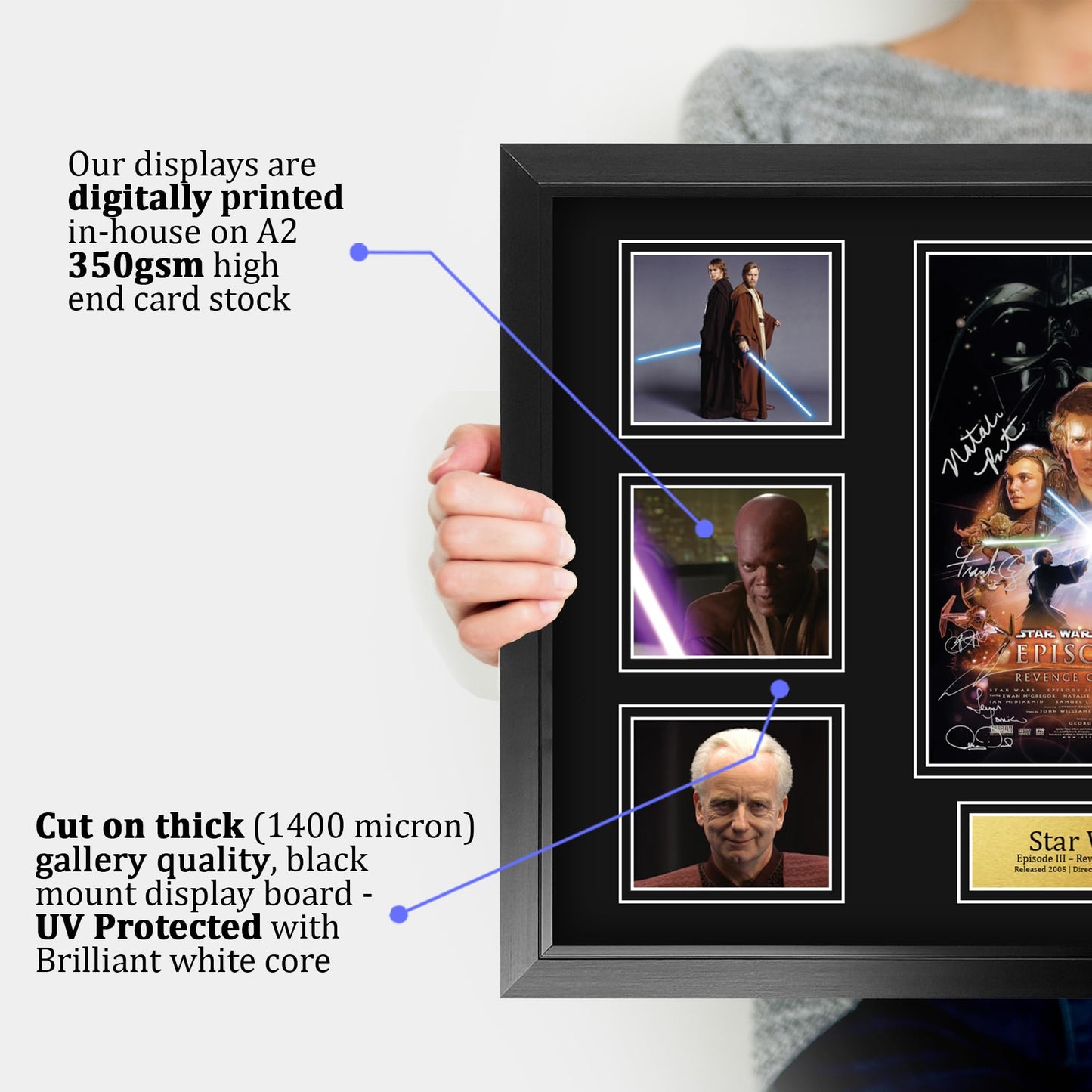 HWC Trading Star Wars Revenge of the Sith Gifts Printed Signed Autograph Picture for Movie Memorabilia Fans - A2 Framed