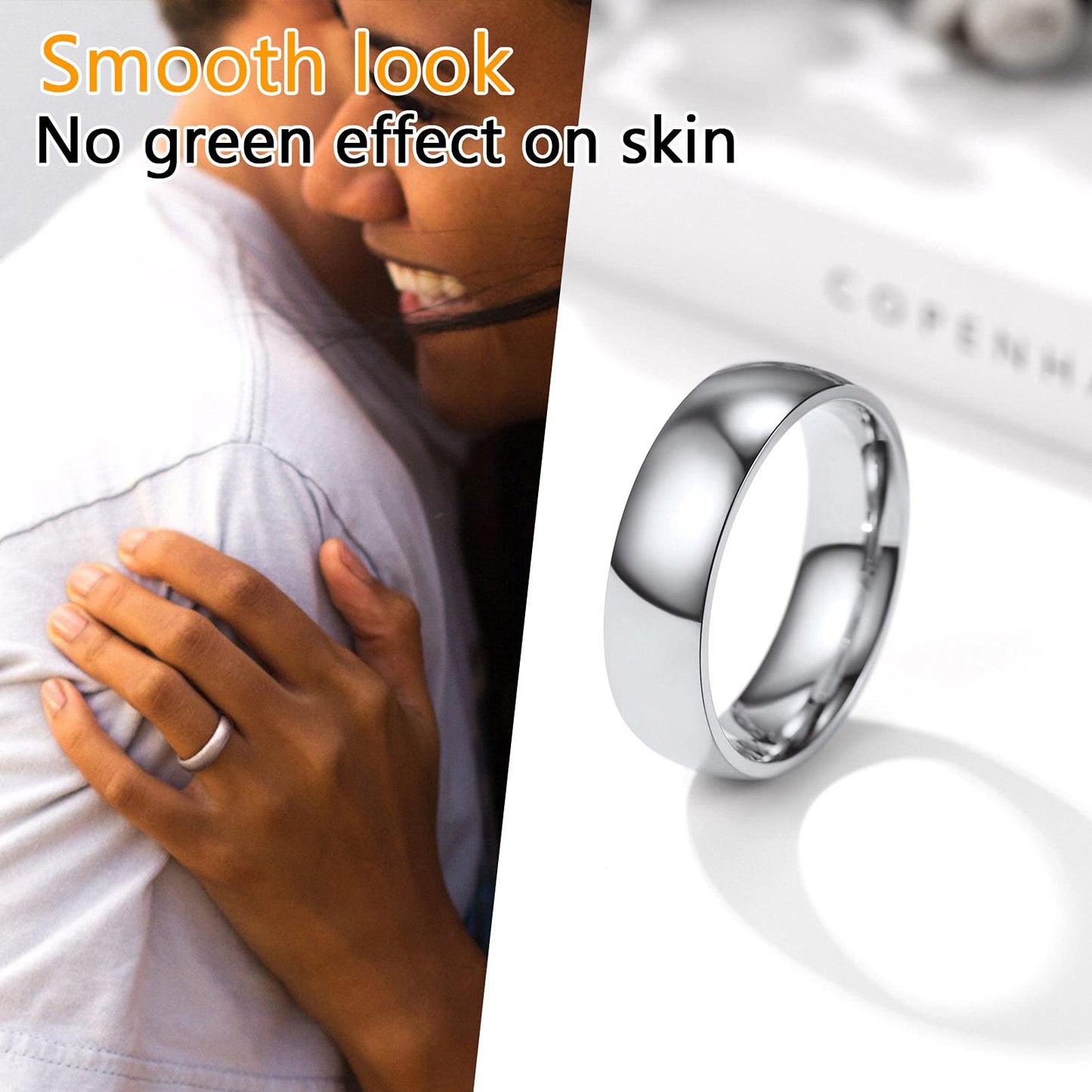 PROSTEEL Wedding Bands Mens Ring 6mm Stainless Simple Knuckle Rings