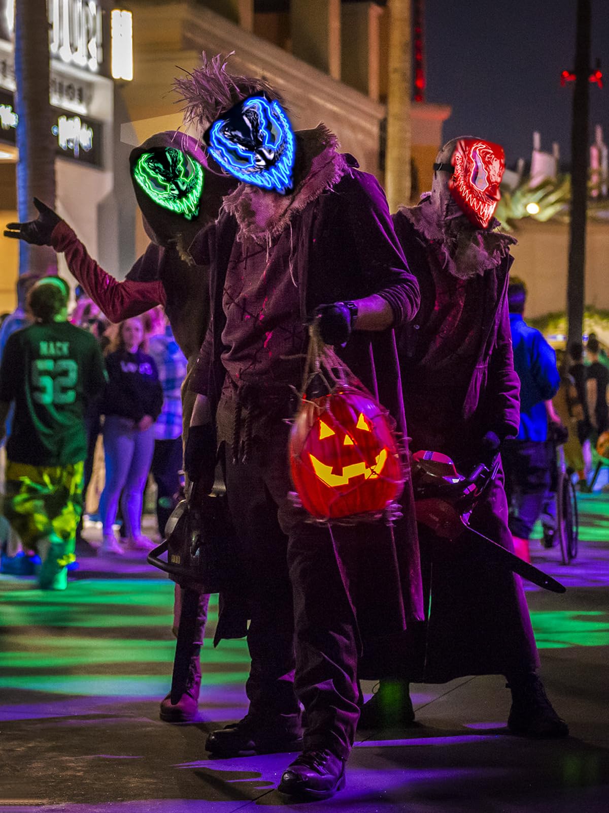 Quanquer Halloween LED Light Up Mask - Red Glowing Scary Costume Mask for Adults & Kids, Red Face Mask with 3 Lighting Modes - Ideal Gift for Men Women Halloween Party, Cosplay, Festival