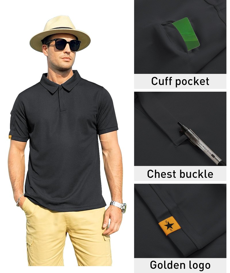 ZITY Mens Polo Shirt Short Sleeve Sports Tactical T-Shirt Athletic Golf Polos Daily Casual Stylish Collared Shirts for Men Dark Grey 4X-Large