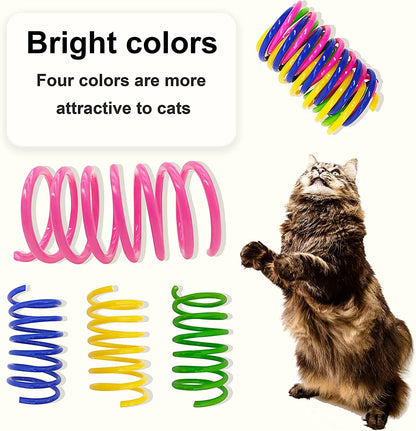 AGYM Cat Spring Toys, 30 Pack Cat Spiral Springs for Indoor Cats, Colorful & Durable Plastic Spring Coils Attract to Swat, Bite, Hunt, Interactive Toys for Kittens