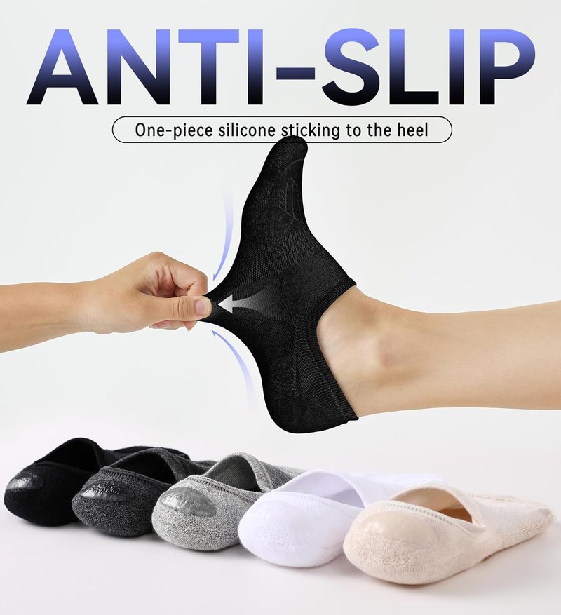 FITRELL No Show Socks for Women - Cotton Cushioned Athletic Ankle Socks | 5-8 Pairs, Non-Slip Design