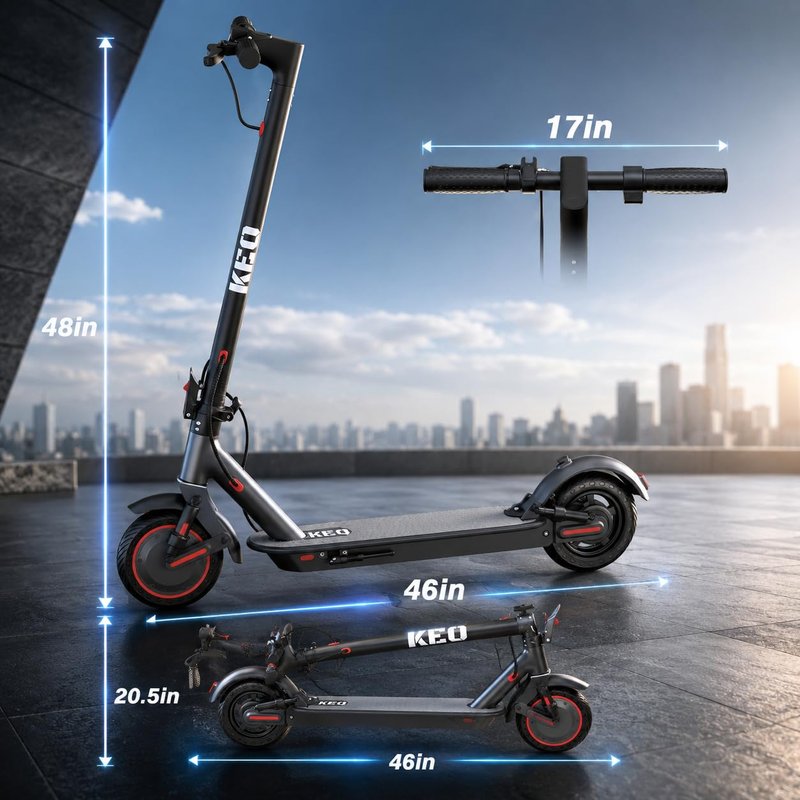 KEQ Electric Scooter Adults 10" Tires,22Mph 500W Motor 30 Miles Range Dual Suspension Shock Absorption Dual Braking System Portable & Foldable E Scooter for Travel and Campus Use