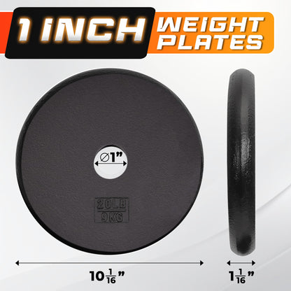 Yes4All Standard 1" Cast Iron Weight Plate - Ideal for Strength Training - Multiple Weight: 5LB to 25LB (Single & Set of 4)