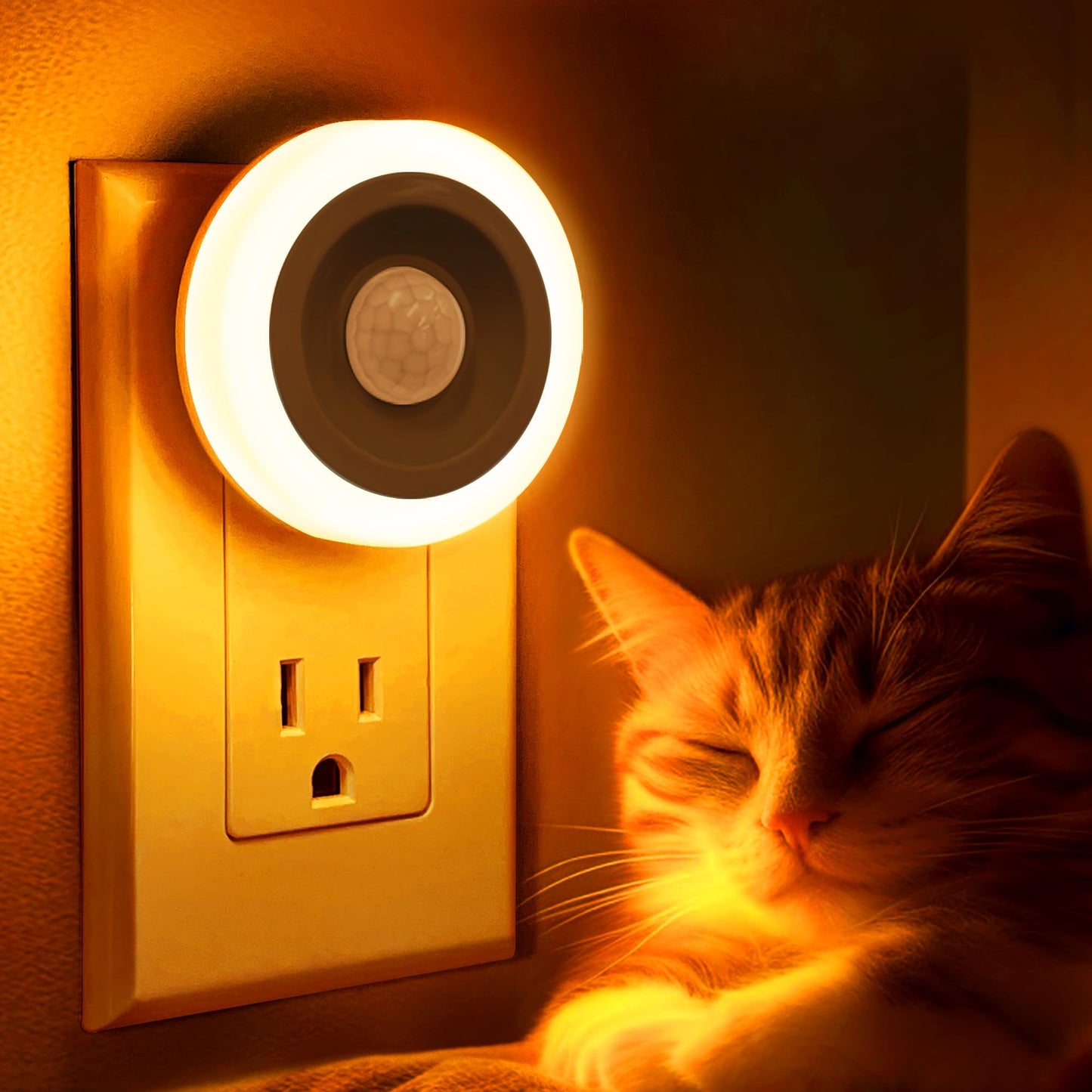 Briignite Motion Sensor Night Light Orange, [2 Pack] Night Lights Plug into Wall, Auto On/Off Motion Activation Nightlight, Energy-Saving 0.6W LED Amber Night Light, Ideal for Kids, Bedroom, Bathroom