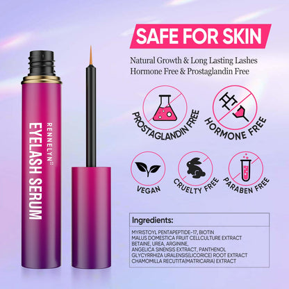 Eyelash Serum Lash Growth Enhancer: Advanced Natural Formula for Long Thickening Eyelashes (Eggplant, 5 ml)